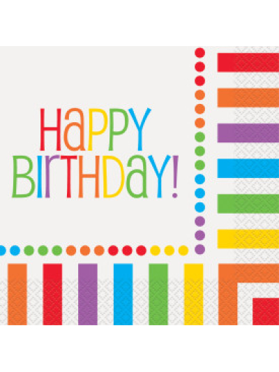 UNIQUE RAINBOW HAPPY BIRTHDAY LUNCH NAPKIN PK16