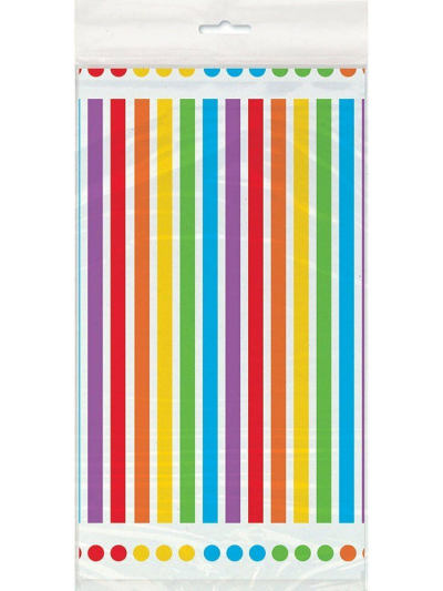 UNIQUE 54X84IN RAINBOW BIRTHDAY TABLECOVER