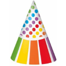 UNIQUE RAINBOW BDAY PARTY HATS PK8