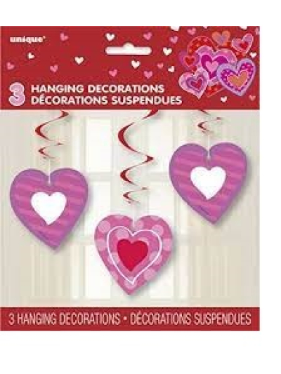 UNIQUE 26" HEART VALENTINE 3  HANGING SWIRL DECO