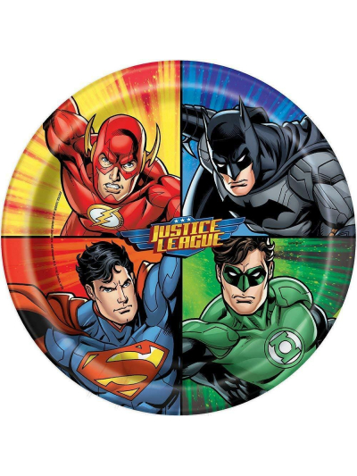 UNIQUE JUSTICE LEAGUE 9" ROUND PLATES PK8