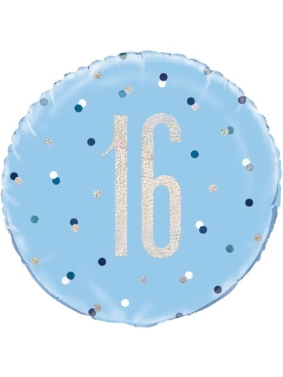 UNIQUE 18" GLITZ BLUE 16 FOIL BALLOON