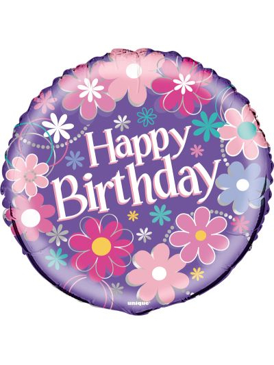 UNIQUE 18" BLOSSOM HAPPY BIRTHDAY FOIL BALLOON