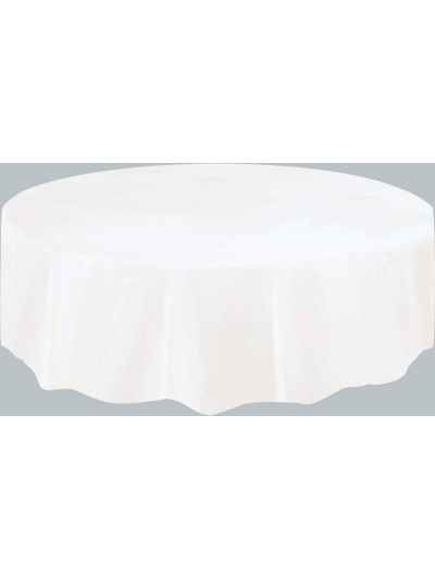 UNIQUE 84" WHITE ROUND TABLECOVER