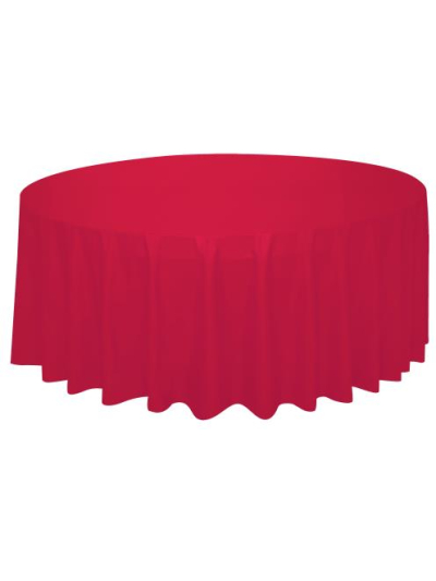 UNIQUE 84" RED ROUND TABLECOVER