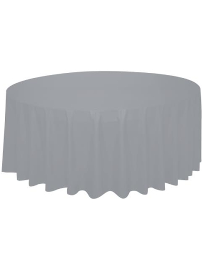 UNIQUE 84" SILVER ROUND TABLECOVER
