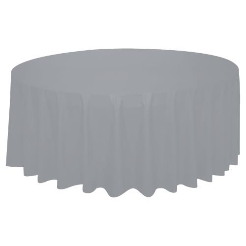UNIQUE 84" SILVER ROUND TABLECOVER