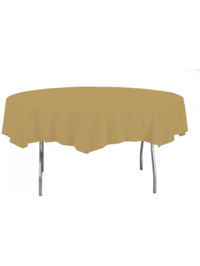 UNIQUE 84"GOLD ROUND TABLECOVER