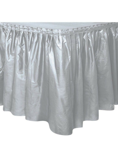UNIQUE 29IN X 14FT SILVER TABLE SKIRT