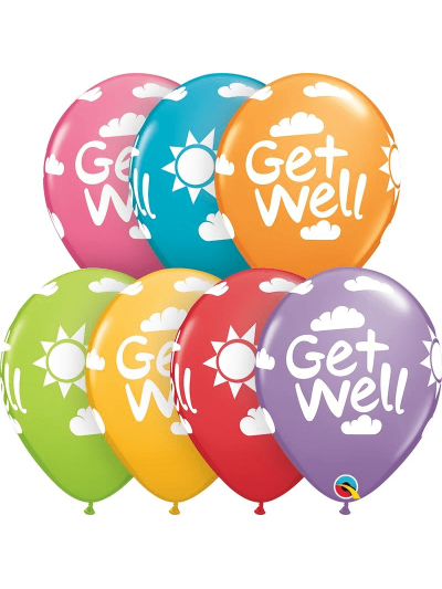 QUALATEX 11" GET WELL SUNSHINE FESTIVE ASSTORTED  BALLOONS