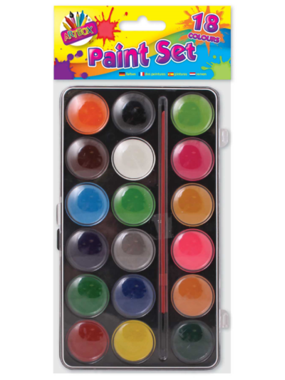 ARTBOX PAINT SET WITH PAINT BRUSH (18 COLOURS)