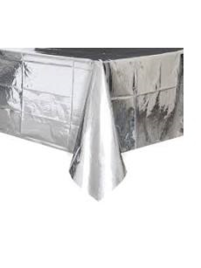 UNIQUE 54"X 108" SILVER FOIL RECTANGULAR TABLECOVER