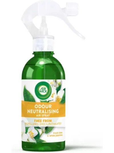 AIR WICK ODOUR NEUTRALISING AIR SPRAY : FRESH DEW & WHITE JASMINE: PACKX1, X3, X6,X12