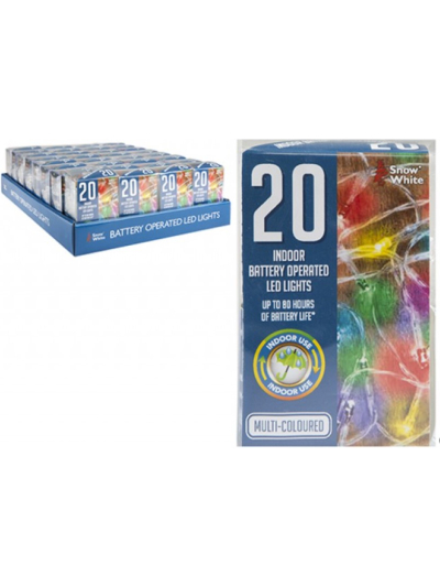 SNOW WHITE 20 MULTI COLOURED LED LIGHTS