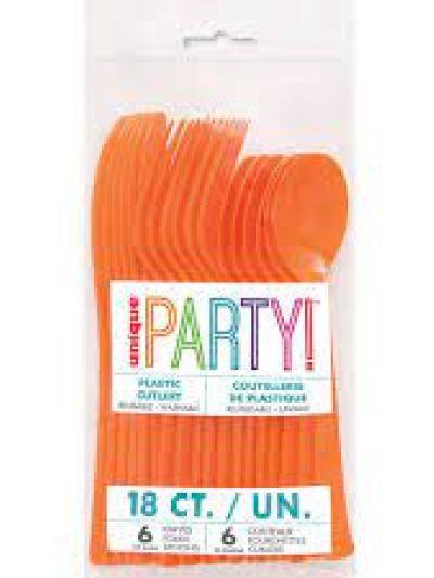 UNIQUE ASST PUMPKIN ORANGE CUTLERY 18PC
