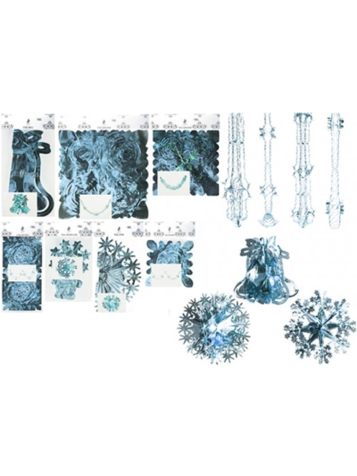 SNOW WHITE 2 FOIL BALL GARLAND ICE BLUE