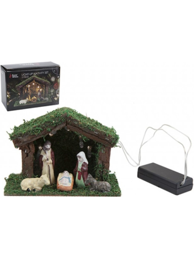 SNOW WHITE LIGHT UP NATIVITY SET 5 PIECE