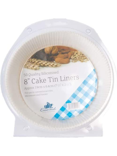 ESSENTIAL 8" CAKE TIN LINER GREASEPROOF PK50