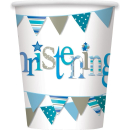 UNIQUE BLUE BUNTING CHRISTENG 9OZ PAPER CUPS PK8