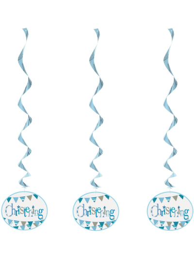 UNIQUE 26IN BLUE BUNTING CHRISTENING HANGING SWIRL 3