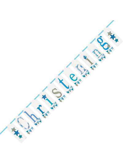 UNIQUE 7FT BLUE BUNTING CHRISTENING BLOCK BANNER