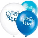 UNIQUE BLUE BUNTING CHRISTENING LATEX BALLOONS PK8