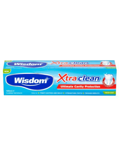 WISDOM XTRA CLEAN ULTIMATE CAVITY PROTECTION FRESH MINT TOOTHPASTE, 100ML BULK AND SINGLE