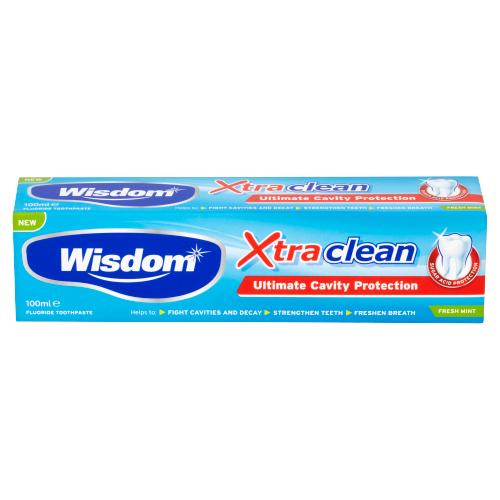 WISDOM XTRA CLEAN ULTIMATE CAVITY PROTECTION FRESH MINT TOOTHPASTE, 100ML BULK AND SINGLE