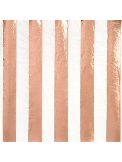 UNIQUE ROSE GOLD STRIPE LUNCH NAPKINS PK16