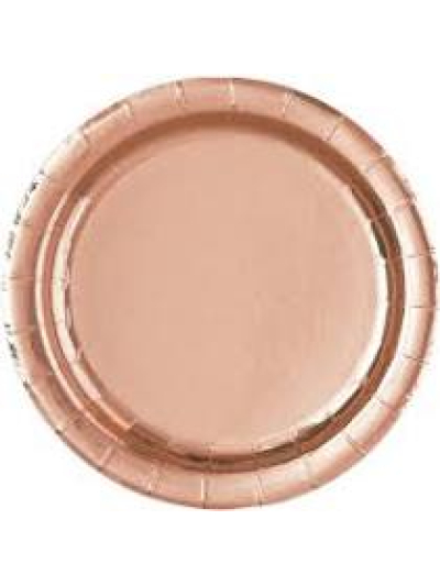 UNIQUE 9" ROSE GOLD ROUND  F0IL PLATES PK8