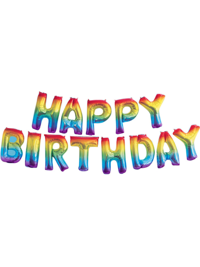 UNIQUE 14" RAINBOW HAPPY BDAY BALLOON BANNER KIT