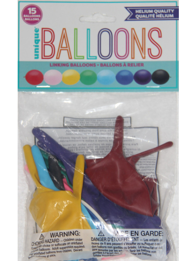 UNIQUE ASSORTED LINKING BALLOONS PK15
