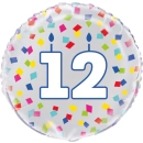 UNIQUE 18" RAINBOW CONFETTI BIRTHDAY NUMBER 12 FOIL BALLOON