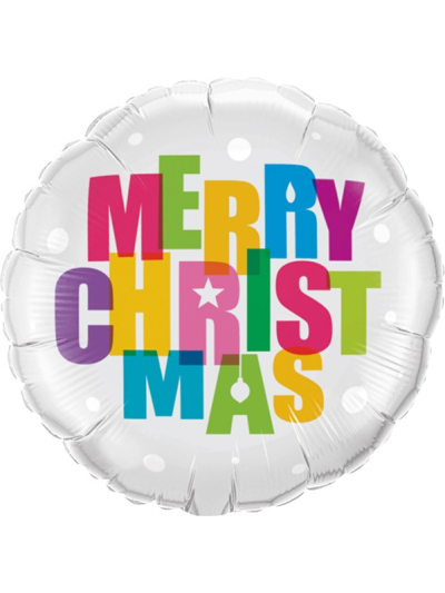 QUALATEX 18" COLOURS MERRY CHRISTMAS FOIL BALLOON
