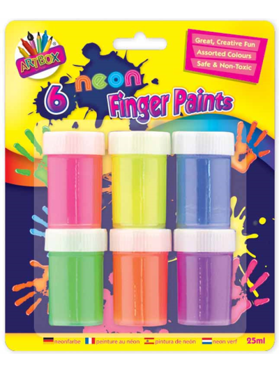 ARTBOX 6 X 20ML NEON FINGER PAINT POTS
