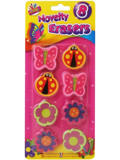 ART BOX 8 NOVELTY ERASERS