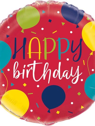 UNIQUE 18" BALLOON RED HAPPY BIRTHDAY FOIL BALLOON