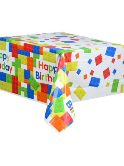 UNIQUE 54X84 BUILDING BLOCKS BIRTHDAY RECT TABLECOVER
