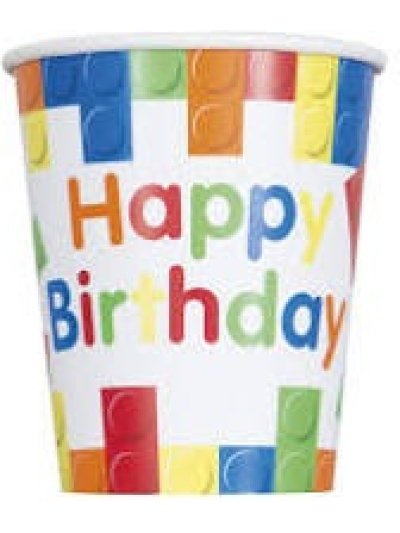 UNIQUE BUILDING BLOCKS BDAY 9OZ PAPER CUPS