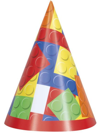 UNIQUE BUILDING BLOCKS BIRTHDAY PARTY HATS PK8