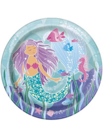 UNIQUE MERMAID 9" DISPOSABLE PLATE PK8