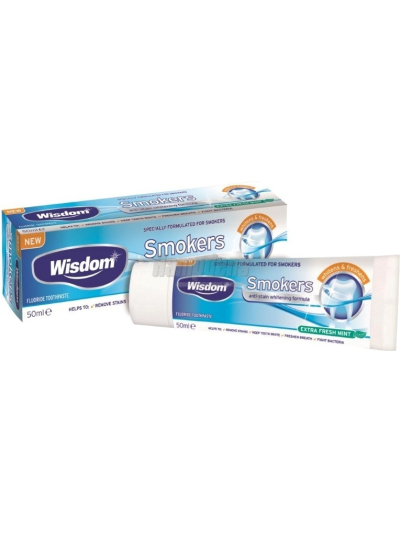 WISDOM SMOKERS ANTI STAIN WHITENING FORMULA TOOTHPASTE EXTRA FRESH MINT,50ML