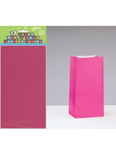 UNIQUE PAPER PARTY BAGS HOT PINK PK12
