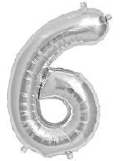 NORTH STAR BALLOONS 16″ SILVER LETTER ‘6′ SHAPE BALLOON