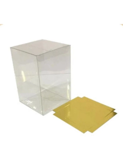 PVC SQUARE BOX WITH GOLD/SILV BASE   120X120 PK10