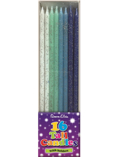 SIMON ELVIN TALL CANDLES MULTI BLUE PK16
