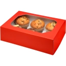 6 PIECE CUPCAKE/MUFFIN BOX GLOSSY RED