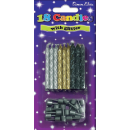 S/ELVIN 18 SILVER/BLK/GLD SPIRAL CANDELS