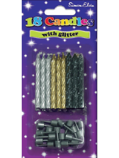 S/ELVIN 18 SILVER/BLK/GLD SPIRAL CANDELS