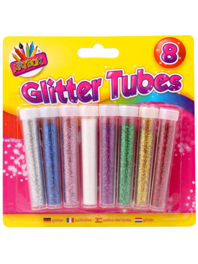 ARTBOX 8 TUBES OF GLITTER ASSORTED COLOURS
